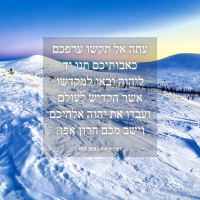 Picture 04 - דברי הימים ב 30:8 HEB - עתה אל תקשו ערפכם כאבותיכם - Bible Verse Picture