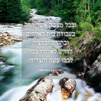 Picture 04 - דברי הימים ב 31:21 HEB - ובכל מעשה אשר החל בעבודת - Bible Verse Picture