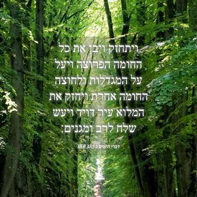Picture 04 - דברי הימים ב 32:5 HEB - ויתחזק ויבן את כל החומה - Bible Verse Picture