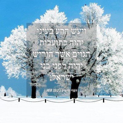 Picture 04 - דברי הימים ב 33:2 HEB - ויעש הרע בעיני יהוה - Bible Verse Picture