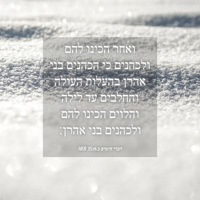 Picture 04 - דברי הימים ב 35:14 HEB - ואחר הכינו להם ולכהנים כי - Bible Verse Picture