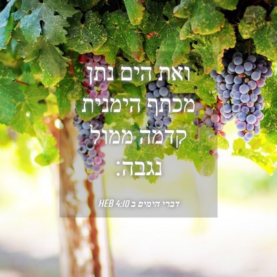 Picture 04 - דברי הימים ב 4:10 HEB - ואת הים נתן מכתף הימנית - Bible Verse Picture