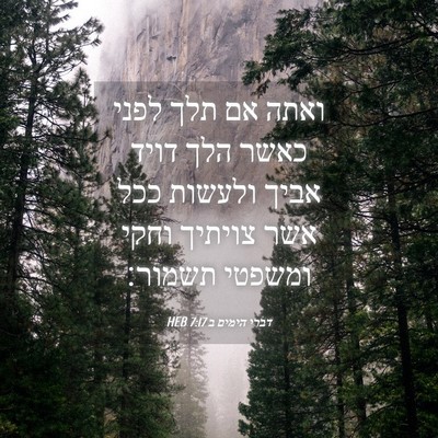Picture 04 - דברי הימים ב 7:17 HEB - ואתה אם תלך לפני כאשר הלך - Bible Verse Picture
