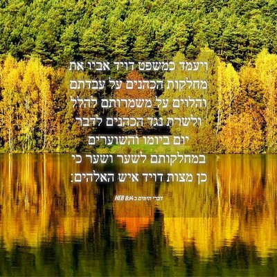 Picture 04 - דברי הימים ב 8:14 HEB - ויעמד כמשפט דויד אביו את - Bible Verse Picture