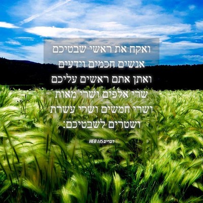 Picture 04 - דברים 1:15 HEB - ואקח את ראשי שבטיכם אנשים - Bible Verse Picture