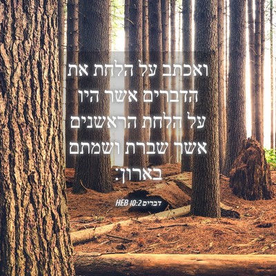 Picture 04 - דברים 10:2 HEB - ואכתב על הלחת את הדברים אשר - Bible Verse Picture