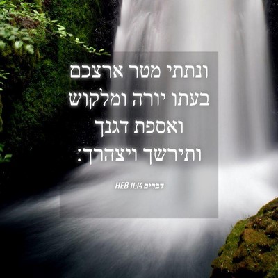 Picture 04 - דברים 11:14 HEB - ונתתי מטר ארצכם בעתו יורה - Bible Verse Picture