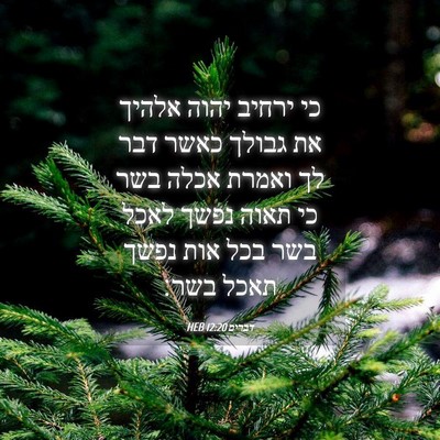 Picture 04 - דברים 12:20 HEB - כי ירחיב יהוה אלהיך את - Bible Verse Picture