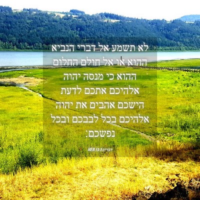 Picture 04 - דברים 13:3 HEB - לא תשמע אל דברי הנביא ההוא - Bible Verse Picture