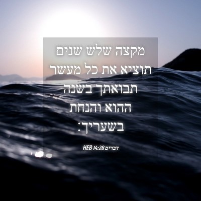 Picture 04 - דברים 14:28 HEB - מקצה שלש שנים תוציא את כל - Bible Verse Picture