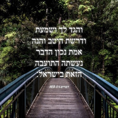 Picture 04 - דברים 17:4 HEB - והגד לך ושמעת ודרשת היטב - Bible Verse Picture