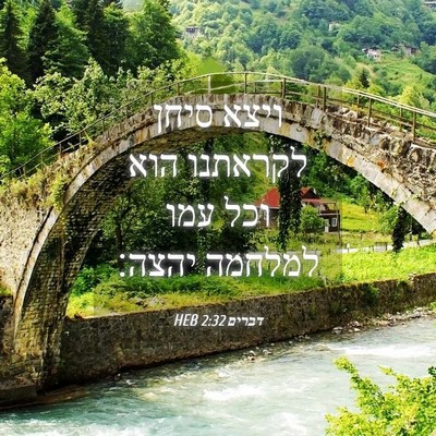 Picture 04 - דברים 2:32 HEB - ויצא סיחן לקראתנו הוא וכל - Bible Verse Picture