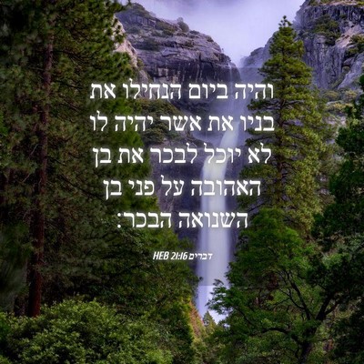Picture 04 - דברים 21:16 HEB - והיה ביום הנחילו את בניו את - Bible Verse Picture