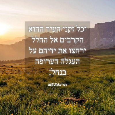 Picture 04 - דברים 21:6 HEB - וכל זקני העיר ההוא הקרבים - Bible Verse Picture