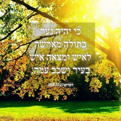 Picture 04 - דברים 22:23 HEB - כי יהיה נער בתולה מארשה - Bible Verse Picture