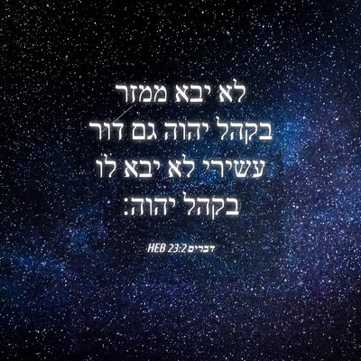 Picture 04 - דברים 23:2 HEB - לא יבא ממזר בקהל יהוה גם - Bible Verse Picture