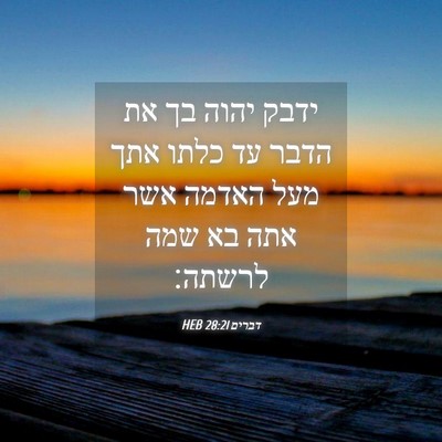 Picture 04 - דברים 28:21 HEB - ידבק יהוה בך את הדבר עד - Bible Verse Picture