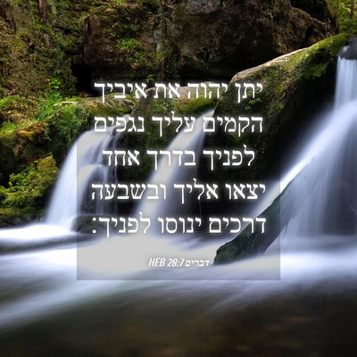 Picture 04 - דברים 28:7 HEB - יתן יהוה את איביך הקמים - Bible Verse Picture