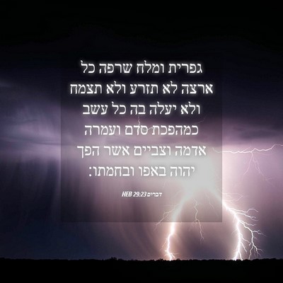 Picture 04 - דברים 29:23 HEB - גפרית ומלח שרפה כל ארצה לא - Bible Verse Picture
