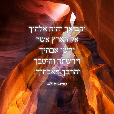 Picture 04 - דברים 30:5 HEB - והביאך יהוה אלהיך אל הארץ - Bible Verse Picture