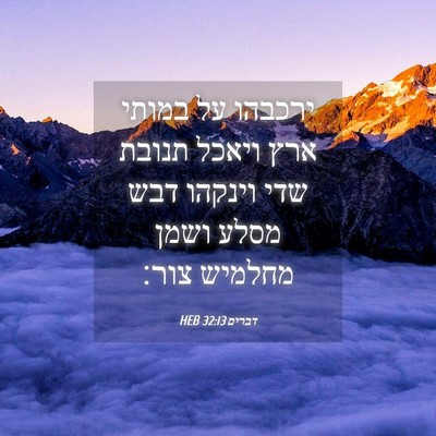 Picture 04 - דברים 32:13 HEB - ירכבהו על במותי ארץ ויאכל - Bible Verse Picture