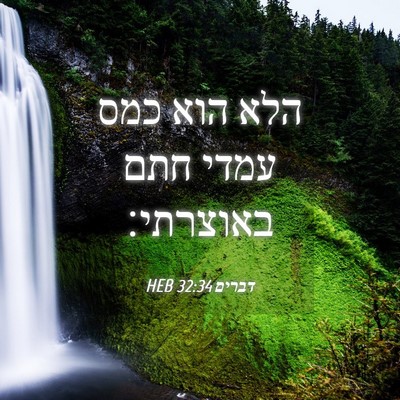 Picture 04 - דברים 32:34 HEB - הלא הוא כמס עמדי חתם - Bible Verse Picture