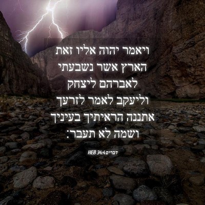 Picture 04 - דברים 34:4 HEB - ויאמר יהוה אליו זאת הארץ - Bible Verse Picture
