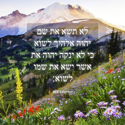 Picture 04 - דברים 5:11 HEB - לא תשא את שם יהוה אלהיך - Bible Verse Picture