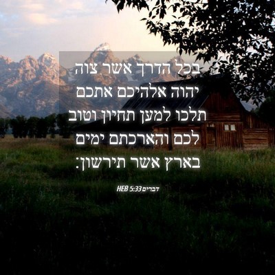 Picture 04 - דברים 5:33 HEB - בכל הדרך אשר צוה יהוה - Bible Verse Picture