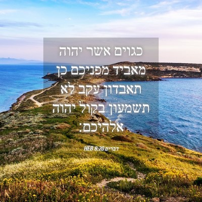 Picture 04 - דברים 8:20 HEB - כגוים אשר יהוה מאביד - Bible Verse Picture