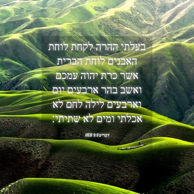 Picture 04 - דברים 9:9 HEB - בעלתי ההרה לקחת לוחת - Bible Verse Picture