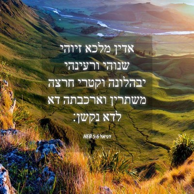 Picture 04 - דניאל 5:6 HEB - אדין מלכא זיוהי שנוהי - Bible Verse Picture
