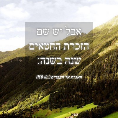 Picture 04 - האגרת אל העברים 10:3 HEB - אבל יש שם הזכרת החטאים שנה - Bible Verse Picture