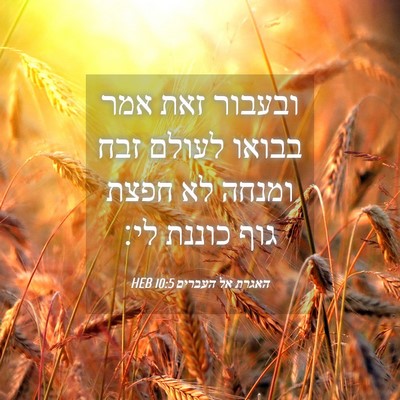 Picture 04 - האגרת אל העברים 10:5 HEB - ובעבור זאת אמר בבואו לעולם - Bible Verse Picture