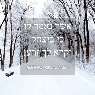 Picture 04 - האגרת אל העברים 11:18 HEB - אשר נאמר לו כי ביצחק יקרא - Bible Verse Picture