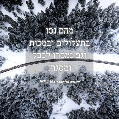 Picture 04 - האגרת אל העברים 11:36 HEB - מהם נסו בתעלולים ובמכות - Bible Verse Picture