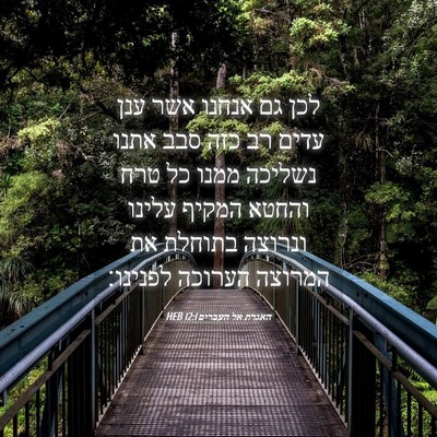 Picture 04 - האגרת אל העברים 12:1 HEB - לכן גם אנחנו אשר ענן עדים - Bible Verse Picture