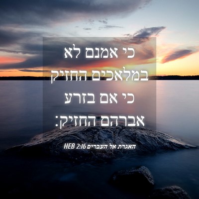 Picture 04 - האגרת אל העברים 2:16 HEB - כי אמנם לא במלאכים החזיק כי - Bible Verse Picture