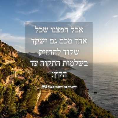 Picture 04 - האגרת אל העברים 6:11 HEB - אבל חפצנו שכל אחד מכם גם - Bible Verse Picture