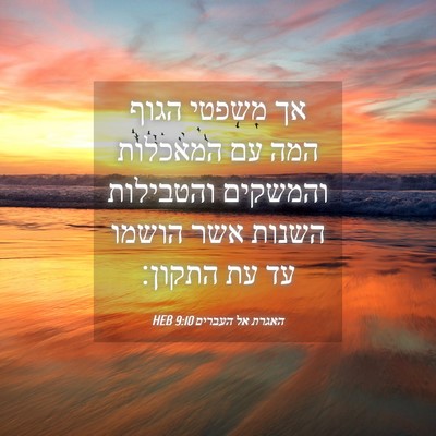 Picture 04 - האגרת אל העברים 9:10 HEB - אך משפטי הגוף המה עם - Bible Verse Picture