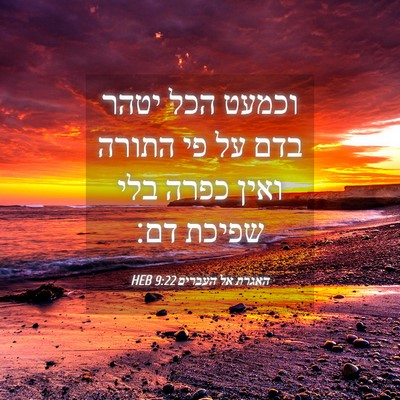 Picture 04 - האגרת אל העברים 9:22 HEB - וכמעט הכל יטהר בדם על פי - Bible Verse Picture