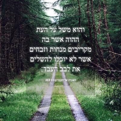 Picture 04 - האגרת אל העברים 9:9 HEB - והוא משל על העת ההוה אשר בה - Bible Verse Picture