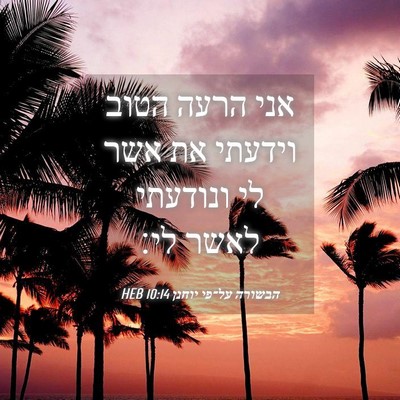 Picture 04 - הבשורה על־פי יוחנן 10:14 HEB - אני הרעה הטוב וידעתי את אשר - Bible Verse Picture