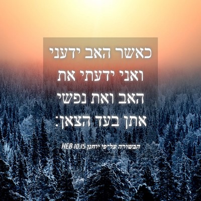 Picture 04 - הבשורה על־פי יוחנן 10:15 HEB - כאשר האב ידעני ואני ידעתי - Bible Verse Picture