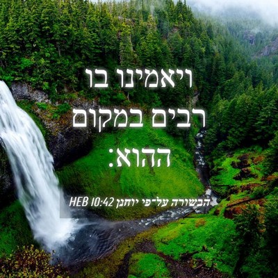 Picture 04 - הבשורה על־פי יוחנן 10:42 HEB - ויאמינו בו רבים במקום - Bible Verse Picture