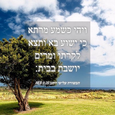 Picture 04 - הבשורה על־פי יוחנן 11:20 HEB - ויהי כשמע מרתא כי ישוע בא - Bible Verse Picture