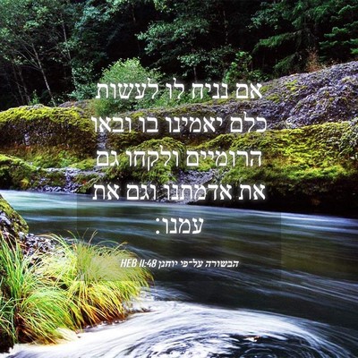 Picture 04 - הבשורה על־פי יוחנן 11:48 HEB - אם נניח לו לעשות כלם יאמינו - Bible Verse Picture