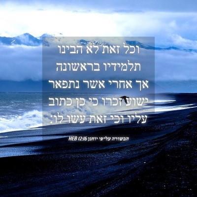 Picture 04 - הבשורה על־פי יוחנן 12:16 HEB - וכל זאת לא הבינו תלמידיו - Bible Verse Picture