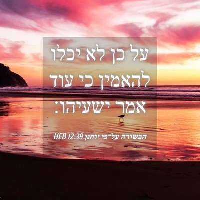 Picture 04 - הבשורה על־פי יוחנן 12:39 HEB - על כן לא יכלו להאמין כי עוד - Bible Verse Picture