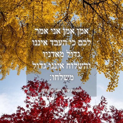 Picture 04 - הבשורה על־פי יוחנן 13:16 HEB - אמן אמן אני אמר לכם כי העבד - Bible Verse Picture